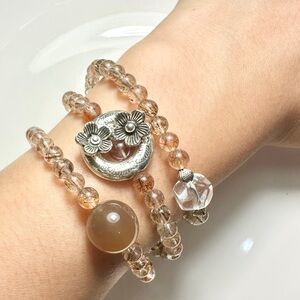 Size 6.25 inch 3 Layer Black Gold Super Seven Quartz Bracelet 5.2-12.7 mm